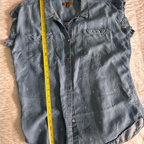 Blue Button-Up Shirt with Palm Tree Print - Picture 8 of 8